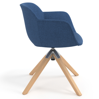 vergaderstoel blauw draaistoel stof gestoffeerde armleuningen 3