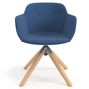 vergaderstoel blauw draaistoel stof gestoffeerde armleuningen 4