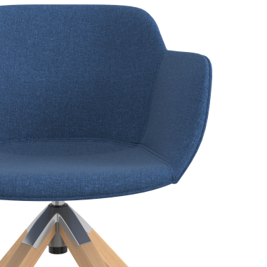 vergaderstoel blauw draaistoel stof gestoffeerde armleuningen 5