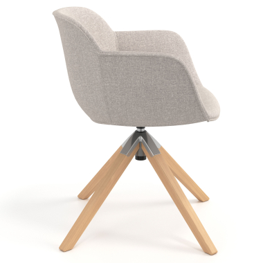 vergaderstoel beige draaistoel stof gestoffeerde armleuningen 3
