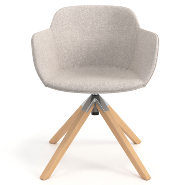vergaderstoel beige draaistoel stof gestoffeerde armleuningen 4