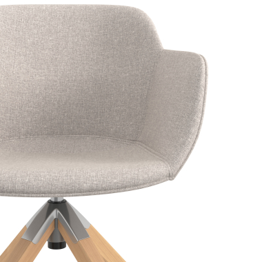 vergaderstoel beige draaistoel stof gestoffeerde armleuningen 5