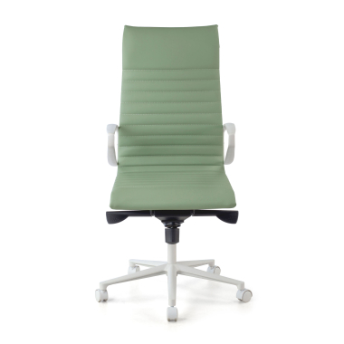 luxe bureaustoel wit groen hoge rugleuning witte structuur kunstleder vaste armleuningen 3