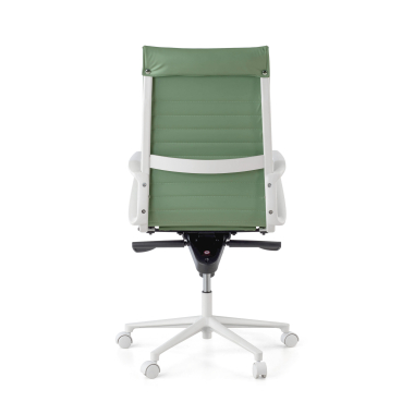 luxe bureaustoel wit groen hoge rugleuning witte structuur kunstleder vaste armleuningen 7