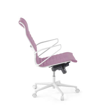 luxe bureaustoel wit roze hoge rugleuning witte structuur kunstleder vaste armleuningen 5