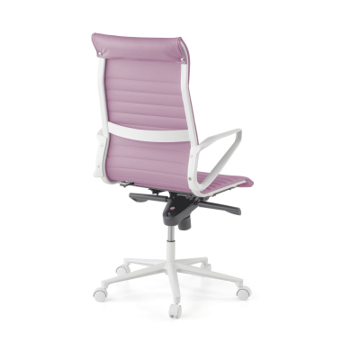 luxe bureaustoel wit roze hoge rugleuning witte structuur kunstleder vaste armleuningen 6