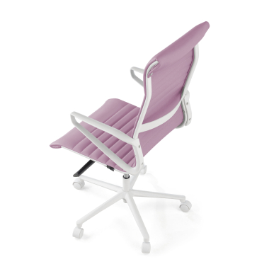 luxe bureaustoel wit roze hoge rugleuning witte structuur kunstleder vaste armleuningen 8