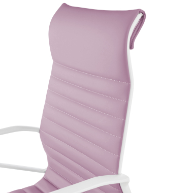 luxe bureaustoel wit roze hoge rugleuning witte structuur kunstleder vaste armleuningen 9