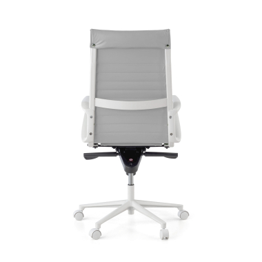 luxe bureaustoel wit grijs hoge rugleuning witte structuur kunstleder vaste armleuningen 7