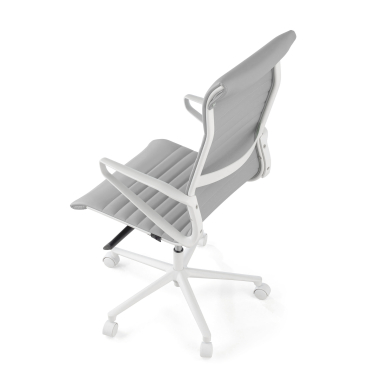luxe bureaustoel wit grijs hoge rugleuning witte structuur kunstleder vaste armleuningen 8