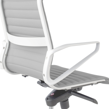 luxe bureaustoel wit grijs hoge rugleuning witte structuur kunstleder vaste armleuningen 10