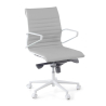 Bureaustoel Design Cagliari, witte structuur, lage rugleuning, eco-leer