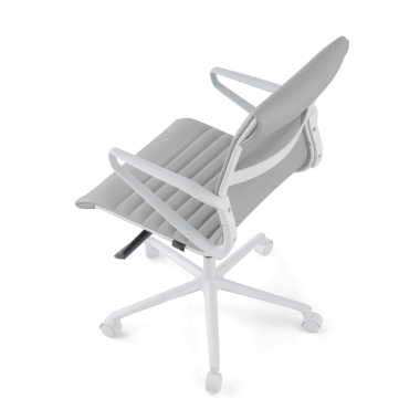 luxe bureaustoel wit grijs lage rugleuning witte structuur kunstleder vaste armleuningen 8