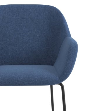 bezoekersstoel blauw structuur sledeframe stof gestoffeerde armleuningen 5