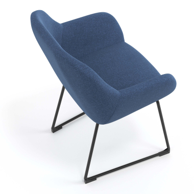 bezoekersstoel blauw structuur sledeframe stof gestoffeerde armleuningen 7