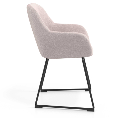 bezoekersstoel beige structuur sledeframe stof gestoffeerde armleuningen 3