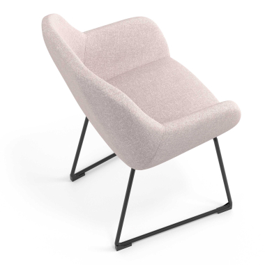 bezoekersstoel beige structuur sledeframe stof gestoffeerde armleuningen 7
