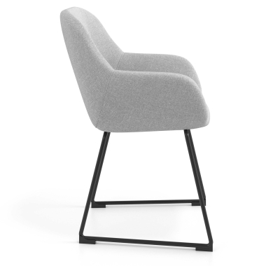 bezoekersstoel lichtgrijs structuur sledeframe stof gestoffeerde armleuningen 3