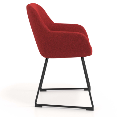 bezoekersstoel rood structuur sledeframe stof gestoffeerde armleuningen 3