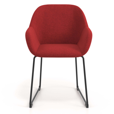 bezoekersstoel rood structuur sledeframe stof gestoffeerde armleuningen 4
