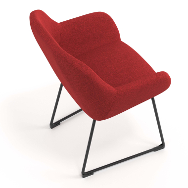 bezoekersstoel rood structuur sledeframe stof gestoffeerde armleuningen 7