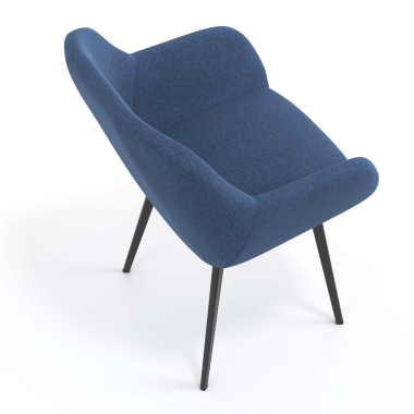 bezoekersstoel zwart blauw 4 poten stof gestoffeerde armleuningen 7
