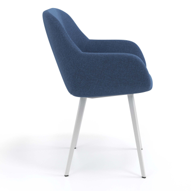 bezoekersstoel wit blauw 4 poten stof gestoffeerde armleuningen 3