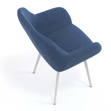 bezoekersstoel wit blauw 4 poten stof gestoffeerde armleuningen 7