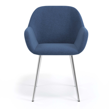 bezoekersstoel verchroomd blauw 4 poten stof gestoffeerde armleuningen 4