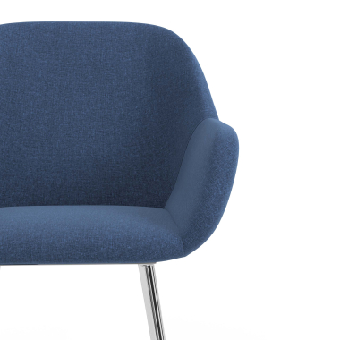 bezoekersstoel verchroomd blauw 4 poten stof gestoffeerde armleuningen 5