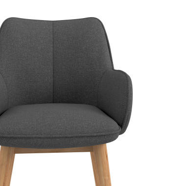 scandinavische stoel antraciet houten poten stof gestoffeerde armleuningen 5