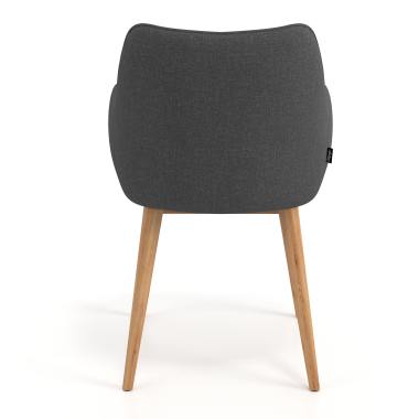 scandinavische stoel antraciet houten poten stof gestoffeerde armleuningen 6