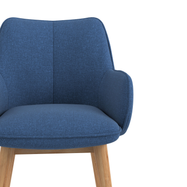 scandinavische stoel blauw houten poten stof gestoffeerde armleuningen 5