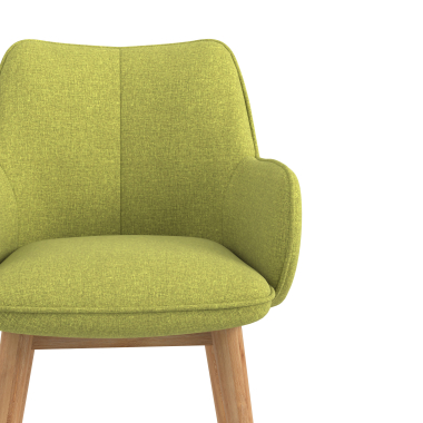 scandinavische stoel groen houten poten stof gestoffeerde armleuningen 5