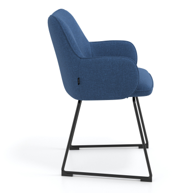 bezoekersstoel blauw structuur sledeframe stof gestoffeerde armleuningen 3