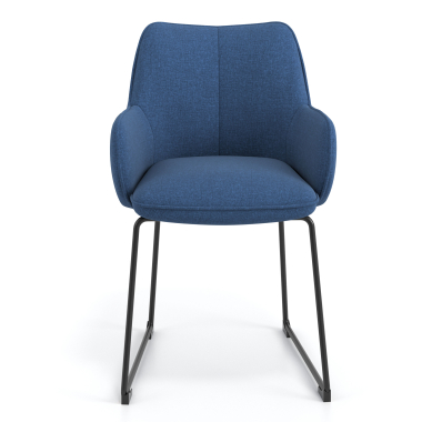 bezoekersstoel blauw structuur sledeframe stof gestoffeerde armleuningen 4