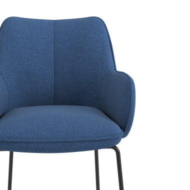 bezoekersstoel blauw structuur sledeframe stof gestoffeerde armleuningen 5