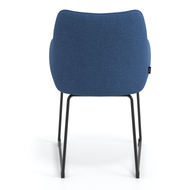 bezoekersstoel blauw structuur sledeframe stof gestoffeerde armleuningen 6