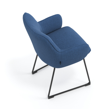 bezoekersstoel blauw structuur sledeframe stof gestoffeerde armleuningen 7
