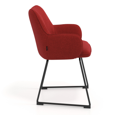 bezoekersstoel rood structuur sledeframe stof gestoffeerde armleuningen 3