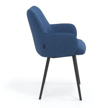 bezoekersstoel zwart blauw 4 poten stof gestoffeerde armleuningen 3