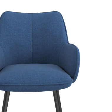 bezoekersstoel zwart blauw 4 poten stof gestoffeerde armleuningen 5