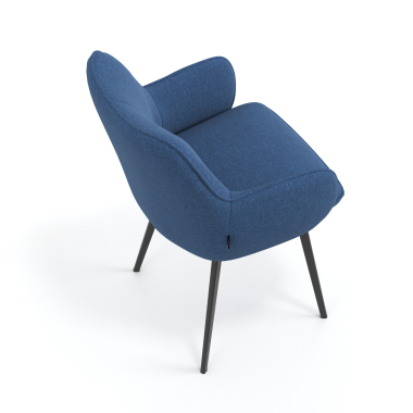 bezoekersstoel zwart blauw 4 poten stof gestoffeerde armleuningen 7