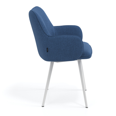 bezoekersstoel wit blauw 4 poten stof gestoffeerde armleuningen 3