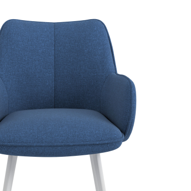bezoekersstoel wit blauw 4 poten stof gestoffeerde armleuningen 5