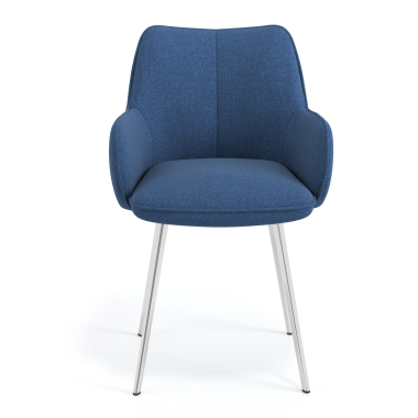 bezoekersstoel verchroomd blauw 4 poten stof gestoffeerde armleuningen 4
