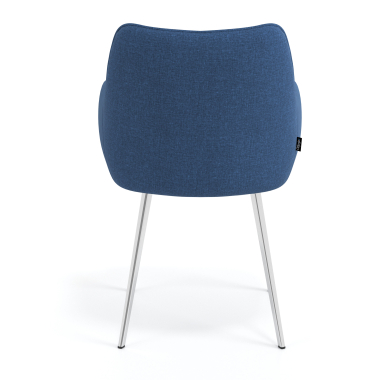bezoekersstoel verchroomd blauw 4 poten stof gestoffeerde armleuningen 6