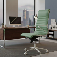 Bureaustoel design Cagliari, witte structuur, hoge rugleuning, eco-leer