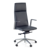 Directiestoel Manheim, hoge rugleuning, echt leer, aluminium