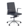 Directiestoel Manheim, hoge rugleuning, echt leer, aluminium